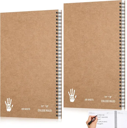 Miniatura 11 de Jutom 2 blocs de cuadernos jumbo para zurdos de 11 x 8.5 pulgadas, encuadernados con alambre para zurdos, 200 páginas, diario inspirador para negro