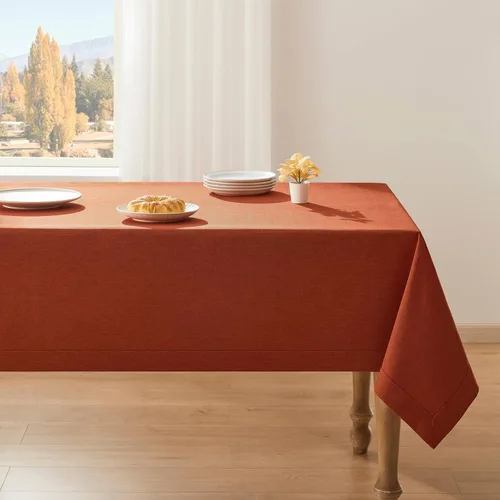 Miniatura 8 de ZeeMart Mantel Básico de Lino Texturizado, 52 x 70 Pulgadas Natural, Mantel Rectangualr de Estilo Granja Beige, Manteles de Lino Resistente a