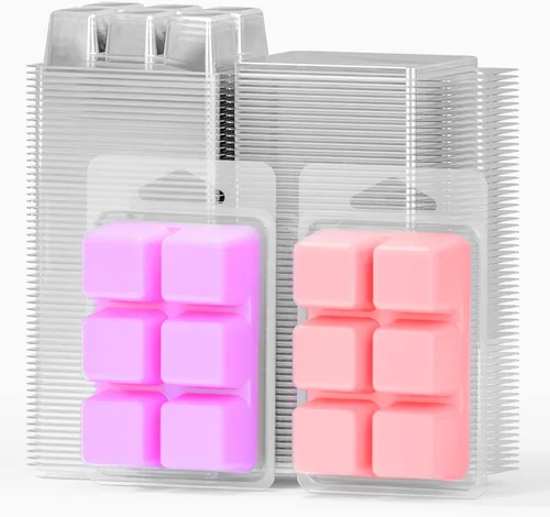 Miniatura 8 de NATIKON Contenedores de cera derretida, paquete de 100, 6 cavidades, plástico transparente, forma cuadrada, para velas de cera derretida, 4.5 x 3 x