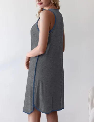 Miniatura 3 de Ekouaer - Vestido sin mangas para mujer, a rayas, de pijama, para embarazada, para amamantar