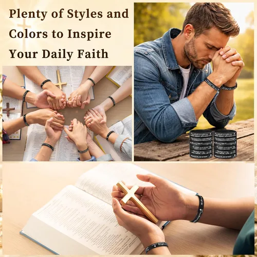 Miniatura 7 de Unittype 240 pulseras cristianas para el día de la madre, pulseras de silicona con versículos de la Biblia, pulseras de goma a granel