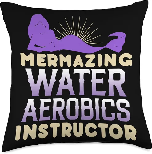 Miniatura 4 de Mermazing Water Aerobics Instructor Fitness Expert Graphic Throw Pillow