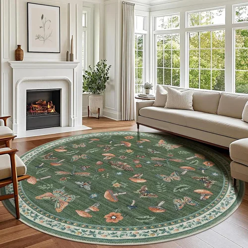 Miniatura 29 de ROYHOME - Alfombra con diseño de hongos e insectos, para pasillos, cocina o baño, antideslizante, lavable, suave, larga, 2 x 6, beige
