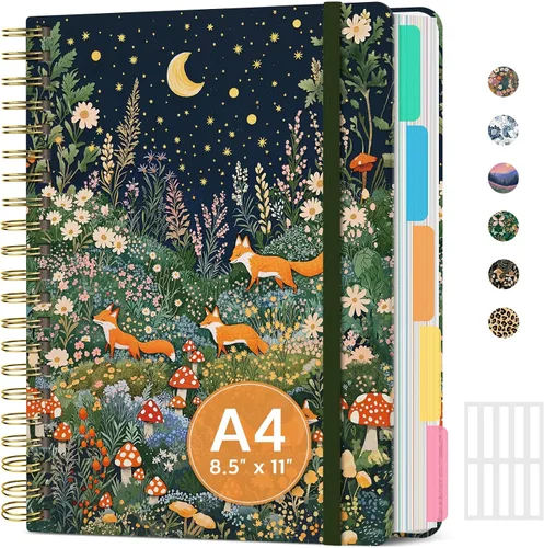 Miniatura 24 de Cuadernos grandes con forro en espiral para el trabajo con divisores y pestañas extraíbles, 8.5 x 11 pulgadas, bonito cuaderno de tapa dura de 5