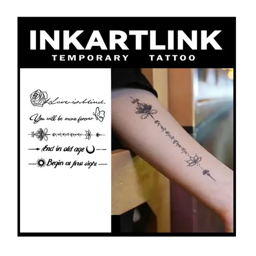 Miniatura 12 de INKARTLINK Tattoo Tech, 2 hojas de tatuaje semipermanente mediano, tatuajes temporales de diseño artístico para adultos, dura 1-2 semanas