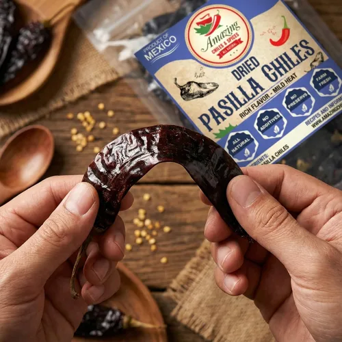 Miniatura 8 de Pasilla Chiles Secos 4 oz - Grapa en la Cocina Mexicana: Topos, Salsas, Guisos, Salsa. Calor Suave - Sabor Punget y Picante. Por Amazing Chiles &