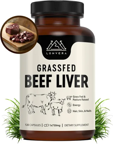 Lonvera Suplemento de Hígado de Res Alimentado con Pasto – 3000 mg de Órganos Desecados Liofilizados – Fuente de Nutrientes para Articulaciones,