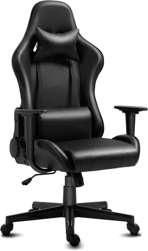 Silla de gamer con reposacabezas y apoyo lumbar, silla giratoria y reclinable de oficina de altura ajustable y respaldo alto