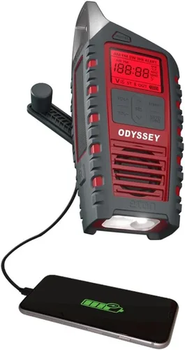Eton Odyssey Radio meteorológica NOAA con manivela, radio de emergencia de todas las bandas, radio tormenta de onda corta AM/FM, Bluetooth, cargador