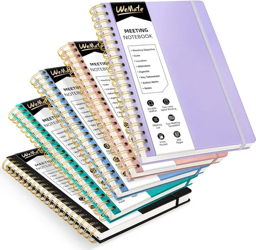 Miniatura 11 de WEMATE Cuaderno de Reuniones para Trabajo B5 (7"x10") - Cuaderno de Trabajo de Cuero PU con Agenda, Elementos de Acción y Notas - 200 Páginas