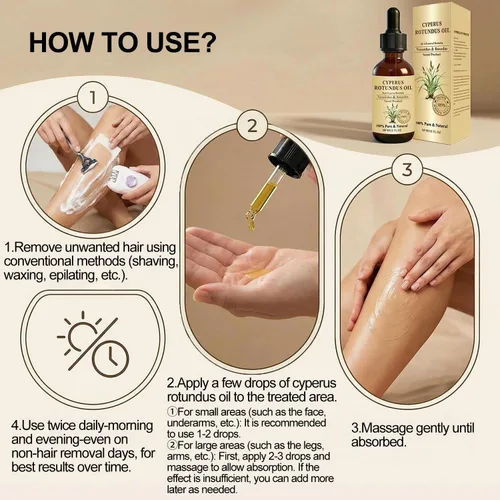 Miniatura 7 de Aceite Cyperus Rotundus para depilación, aceite natural Cyperus Rotundus para reducir el crecimiento no deseado del cabello, calmante e hidratante