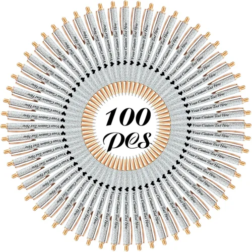 Miniatura 17 de 10 bolígrafos personalizados con purpurina, bolígrafos impresos personalizados a granel, bolígrafos retráctiles de tinta negra para graduación
