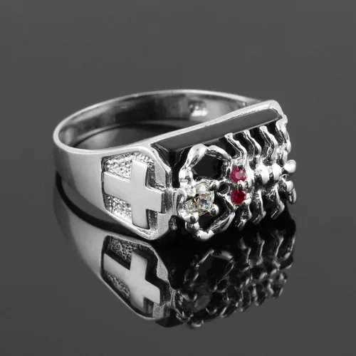 Miniatura 2 de Claddagh Gold Anillo de escorpión de plata de ley 925 con ónix negro para hombre