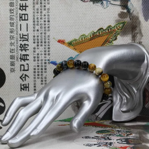 Miniatura 3 de Amandastone Pulsera elástica de cuentas redondas de 0.394 in con piedras preciosas naturales de 7 pulgadas