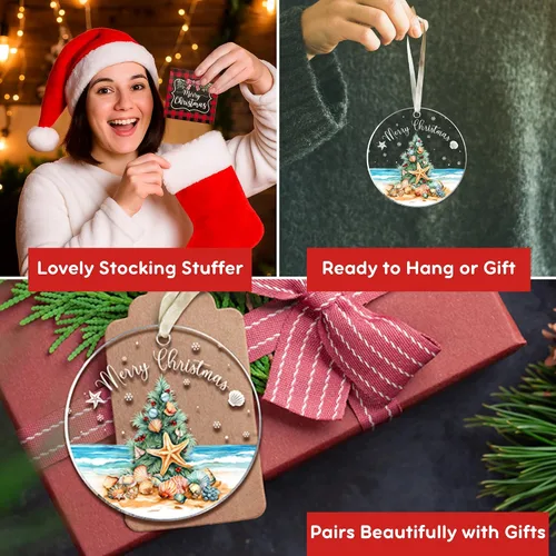 Miniatura 4 de SUCHAGIFT Adornos Navideños de Playa, Adornos Navideños Tropicales Costeros - Adorno Navideño de Florida y Hawái - Regalos de Playa para Mujeres