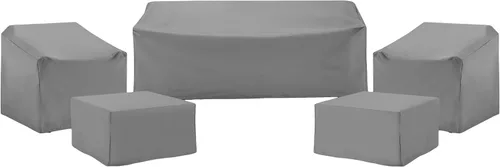 Crosley Furniture MO75052-GY - Juego de 5 fundas de vinilo reforzado de calibre pesado para muebles de exterior (2 sillas, 2 mesas