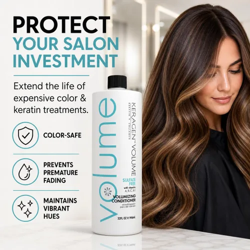 Miniatura 5 de KERAGEN - Acondicionador voluminizador para cabello fino con queratina y colágeno, sin sulfato de 32 onzas - Añade grosor, hidrata y mejora