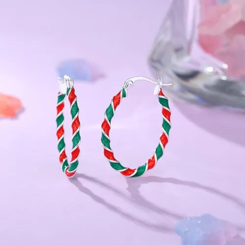 Miniatura 5 de Aretes de aro esmaltados, aretes de aro ovalados chapados en plata para mujer, joyería de moda