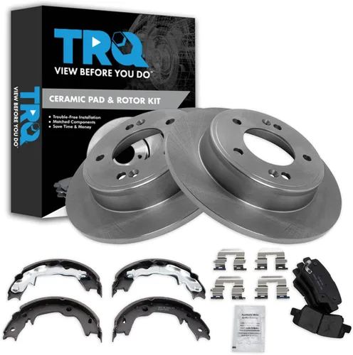 Miniatura 67 de TRQ Kit de pastillas de freno y rotor Posi trasero premium con zapatas de estacionamiento para camión GM SUV