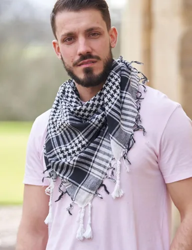 Miniatura 4 de LOVARZI Shemagh Cottons Arab Keffiyeh - Bufanda militar táctica para cabeza y cuello
