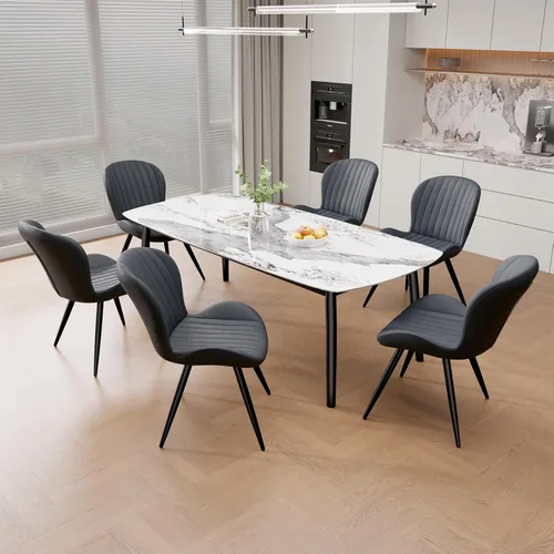 Miniatura 39 de Nalupatio Juego de 2 sillas de comedor, modernas sillas de comedor con respaldo cómodo, sillas de cocina tapizadas gruesas, 19 pulgadas de altura