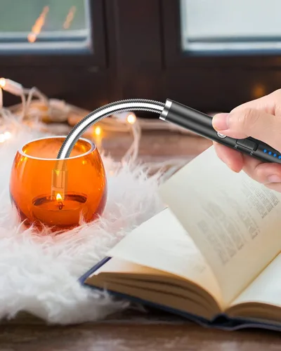 Miniatura 7 de VEHHE Encendedor de velas, paquete de 2 encendedores eléctricos recargables con pantalla LED de batería, interruptor de seguridad, encendedor USB