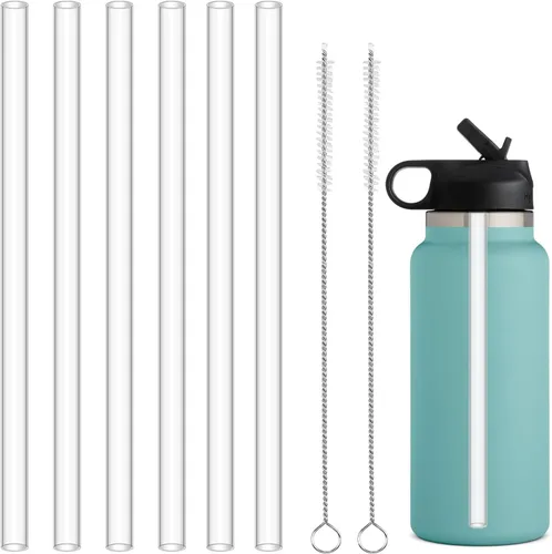 HEYSKAY Popote reutilizable compatible con Hydro Flask botella de agua de boca ancha de 18 a 64 onzas con 2 cepillos para popotes, 6 popotes 6