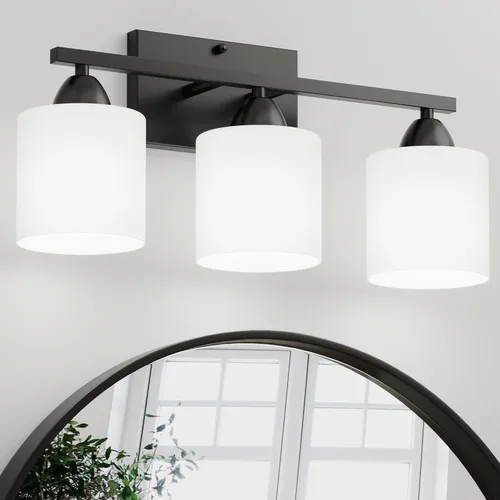 Miniatura 9 de Luces de baño negras sobre espejo, lámpara de tocador anti-óxido para baño, moderna lámpara de pared de 2 luces para sala de estar, base estándar