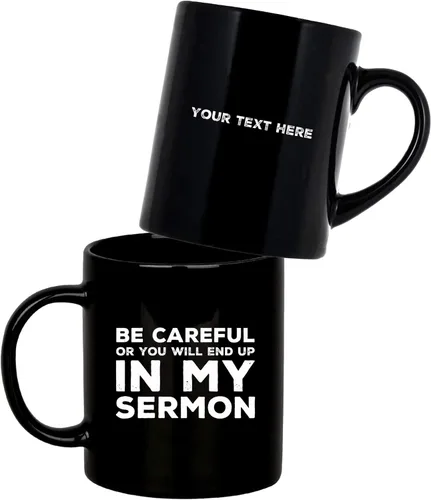 Miniatura 10 de Regalo de pastor, taza de pastor, sé cuidadoso o terminarás en mi sermón, taza de ministro, apreciación de predicador, ordenación sarcástica, taza