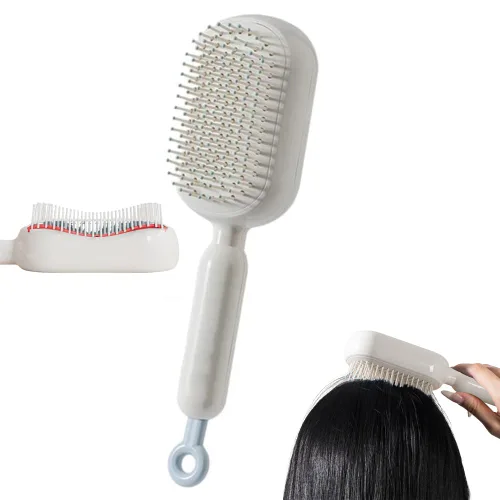 Miniatura 8 de Peine de masaje con cojín retráctil, cepillo para el cabello con cerdas retráctiles, peine retráctil para desenredar, cepillo de pelo autolimpiante