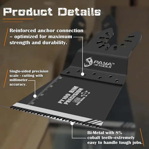 Miniatura 2 de Cuchillas oscilantes universales bimetálicas con soporte de acero inoxidable, cuchillas multiherramienta de 1-1/2 pulgadas para madera y clavos