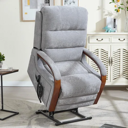 Miniatura 11 de Sillón reclinable de elevación eléctrica de doble motor Trustyue, reclinable plano, silla elevadora con masaje y calor, asistencia para pararse