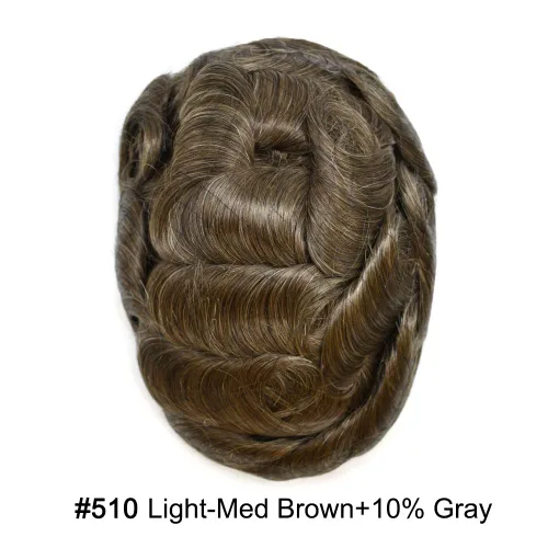 Miniatura 44 de Toupee Hair Piece For Men 100% Real Human Hair System Natural Looking Hairpieces For Men Hair Units Protesis Capilar Para Hombre 8''X10'' #610#6