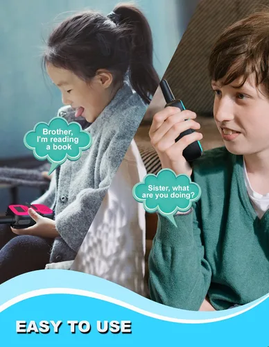 Miniatura 5 de Walkie Talkies para niños recargables paquete de 2: Walkie-Talkies para niños - Walky Talky para niños - Largo alcance al aire libre, caminatas