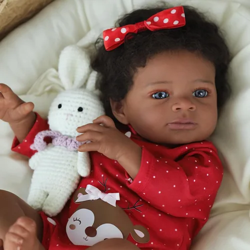 Miniatura 4 de SCOM Muñecas Reborn de bebé niña negra - Muñeca recién nacida africana americana realista de 20 pulgadas, cuerpo suave y pesado con aspecto