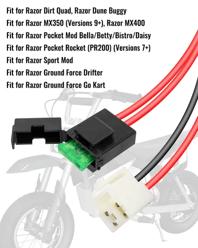Miniatura 2 de TIKSCIENCE Arnés de cable de batería para Razor PR200 MX350 MX400 Pocket Mod Pocket Rocket V27+, enchufe de 3 agujeros