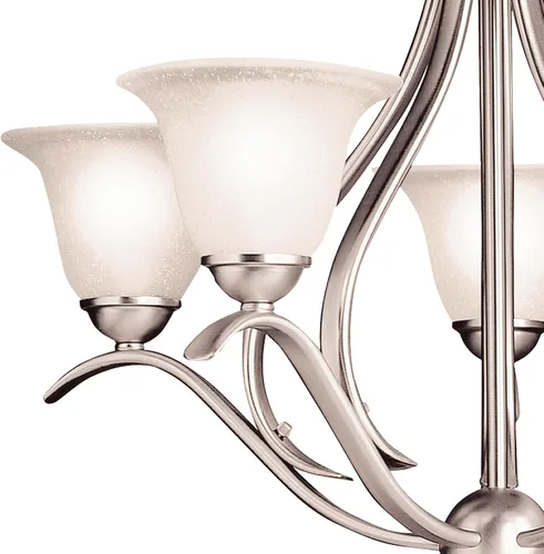Miniatura 4 de Kichler Dover - Lámpara de araña de 23 pulgadas en níquel cepillado, 5 luces clásicas para vestíbulo o comedor con vidrio semillado grabado