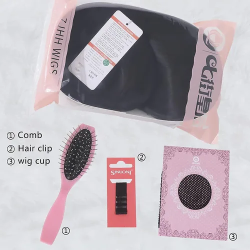 Miniatura 9 de 7JHH WIGS - Peluca de cabello sintético largo y liso con flequillo para mujer, aspecto natural (22 pulgadas, té negro)