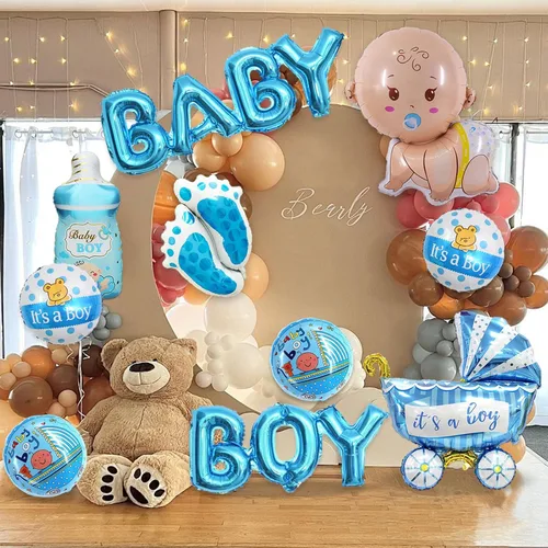 Miniatura 4 de 10 piezas de globos azules para bebé niño, decoraciones para baby shower, letra de Mylar de aluminio "It's A Boy" para bienvenida a casa, fiesta