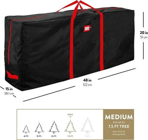 Miniatura 6 de Bolsa de alta calidad para guardar el árbol de Navidad, para árboles artificiales desarmados de hasta 7.5 pies de alto, tiene asas duraderas y un
