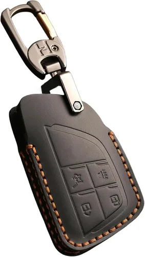 Funda de cuero para llavero de 4 botones para GMC compatible con Hummer Yukon XL Sierra Acadia Canyon, para Chevy Tahoe Colorado Suburban Silverado,