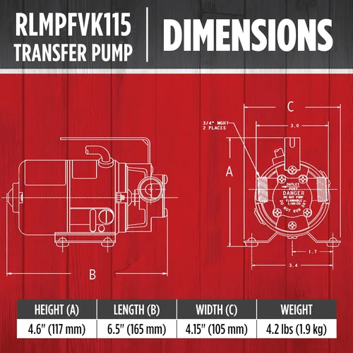 Miniatura 3 de Red Lion RLMPFVK115 14942025 Bomba de transferencia multiusos no sumergible de 115 voltios 350 GPH con kit de accesorios, color blanco