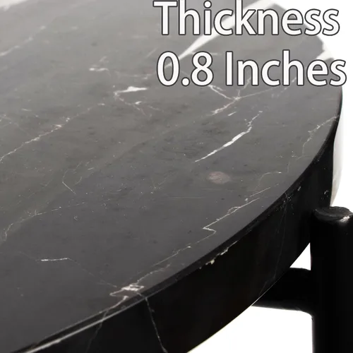 Miniatura 5 de Mesa auxiliar redonda de metal con parte superior de mármol natural, moderna mesa de centro pequeña para sala de estar, dormitorio, espacio pequeño