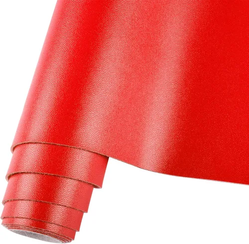HGUAN Piel Sintética Lisa de Color Sólido Rojo 12"X53" (30cmX135cm), Rollo de Piel Sintética Muy Adecuado para Hacer Manualidades, Aretes de Cuero,