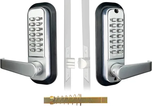 Miniatura 9 de JOUNJIP Cerradura de puerta con manija de combinación mecánica sin llave [husillos planos], sin baterías, sin energía, no necesita llave