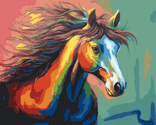 Komking Kit de pintura de caballo por números para adultos y niños, kits de pintura por números en manualidades de lienzo, caballo de color 16 x 20