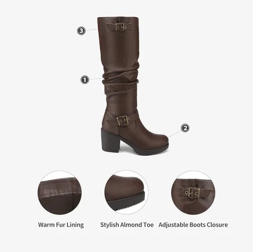 Miniatura 5 de Dream Pairs - Botas a la rodilla de tacón grueso para mujer