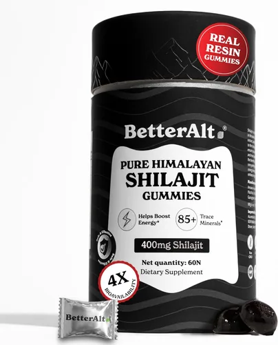 Better Alt Gomitas de Shilajit puro del Himalaya con 100% Shilajit | Grado Oro de alta potencia | 60 gomitas para aumento de energía y apoyo
