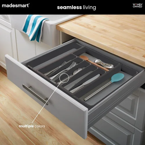 Miniatura 3 de madesmart Silverware - Bandeja expandible blanca, colección clásica, 8 compartimentos, iconos para ayudar a ordenar cubiertos, cubiertos