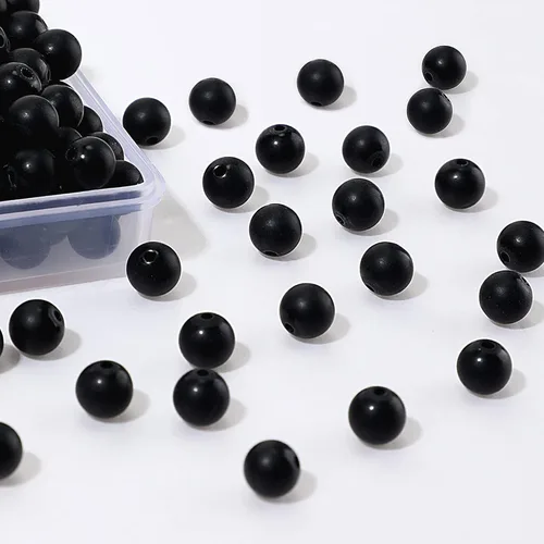 Ecally 300 cuentas de ónice negro mate natural ágata negra cuentas redondas de ónice esmerilado cuentas sueltas para pulseras, collares, joyas,